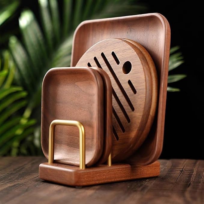 Chopping Board Rack with Wood Base Multi Layer Lid Holder Baking Pan Storage Organiser Cabinet Accessory for Home Kitchen - Image 3