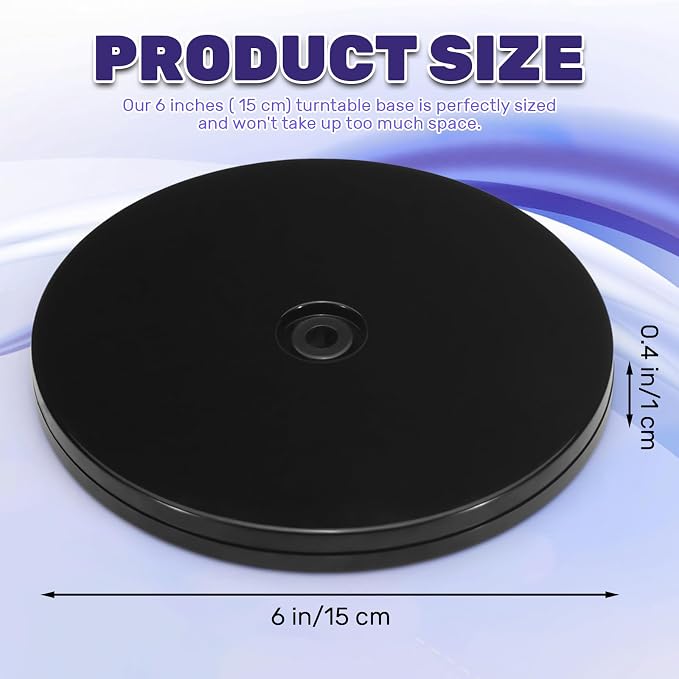ASTIMESA 1 Pack PVC Lazy Susan Organizer 6 Inch, 360° Round Small Lazy Susan Turntable for Cabinet, Ball Bearing Spinning Rotating Fridge Tray for Cookie Potted Plants Display Black - Image 3
