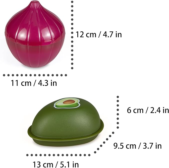Vegetable and Fruit Storage Containers for Refrigerator, Pack of 2 | Avocado and Onion Storage, Food Storage Containers with Lids - Image 2