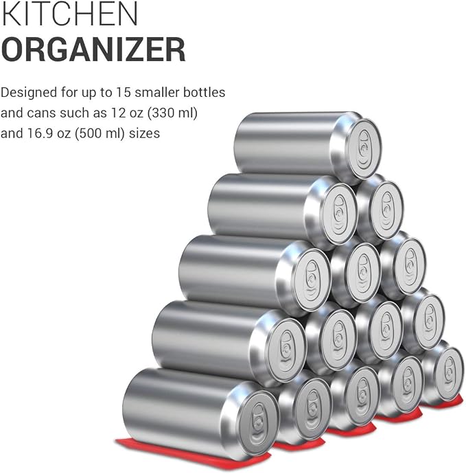 kwmobile Bottle Stacking Mat - Refrigerator Organizer to Stack Bottles, Cans, Beer, Soda - Non-Slip Holder Rack - Image 4