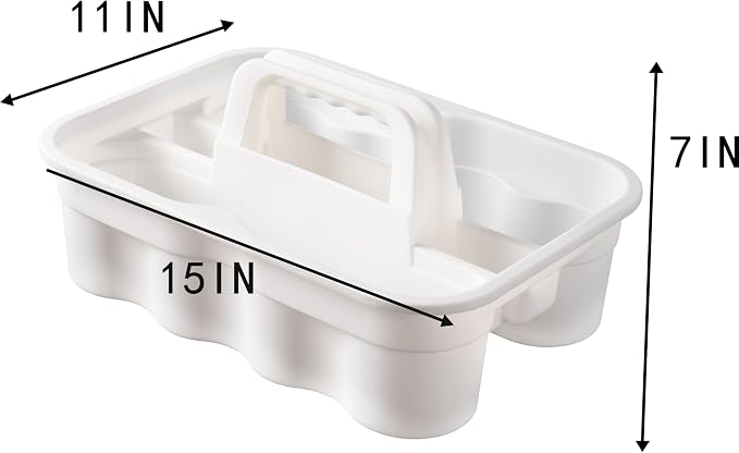 Matthew Large Plastic Tote Tool & Deluxe Supply Cleaning Caddy with Handle Portable Shower Basket Storage Caddy for Cleaning Products Organizer,Take-Out Coffee/Soft Drink,Bath Multi Use - White - Image 2