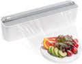 Aluminum Foil & Plastic Wrap Dispenser with Cutter - Magnetic & No-Drill Wall Mount, Cling Film Dispenser for Countertops & Cabinets, Space-Saving Kitchen Organizer - Fits 300 m Rolls, White by Quasziwa