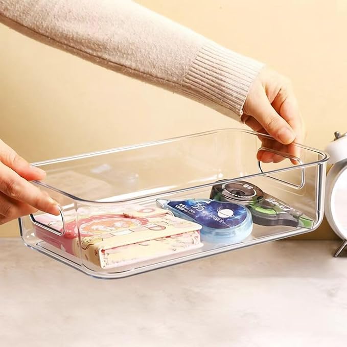 Ytteve Clear Plastic Storage Bins, Pantry Organizers and Storage Containers Fridge Organizer Bins for Organizing Home Kitchen Under Sink Bathroom Refrigerator Freezer Laundry Room (Clear, 4 M) - Image 5