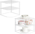 ROFAY Kitchen Cupboard Organiser, 3 Tier White Corner Plate Rack for Kitchen Cupboard Storage - Cupboard Shelf Insert Organiser (Pack of 2) by ROFAY
