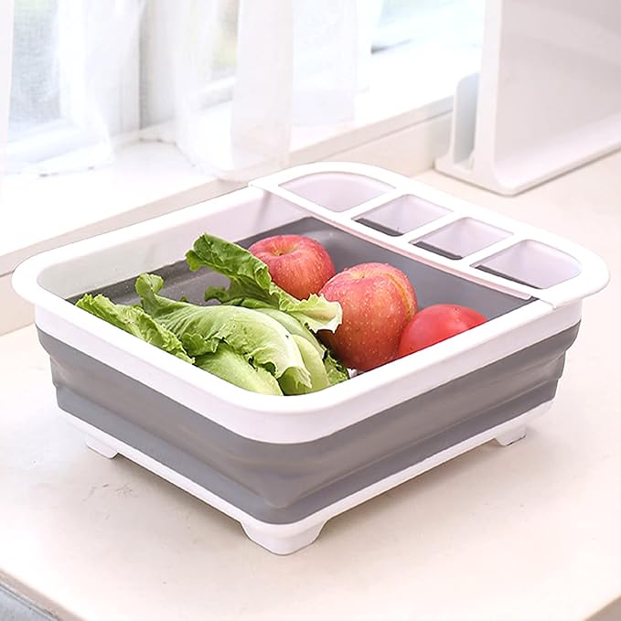 Goderewild Collapsible Dish Rack with Drainboard for Drying Dishes - Space-Saving Foldable Design with Dinnerware Storage Tray/Basket - Perfect for Kitchen Counter Organization - Image 7