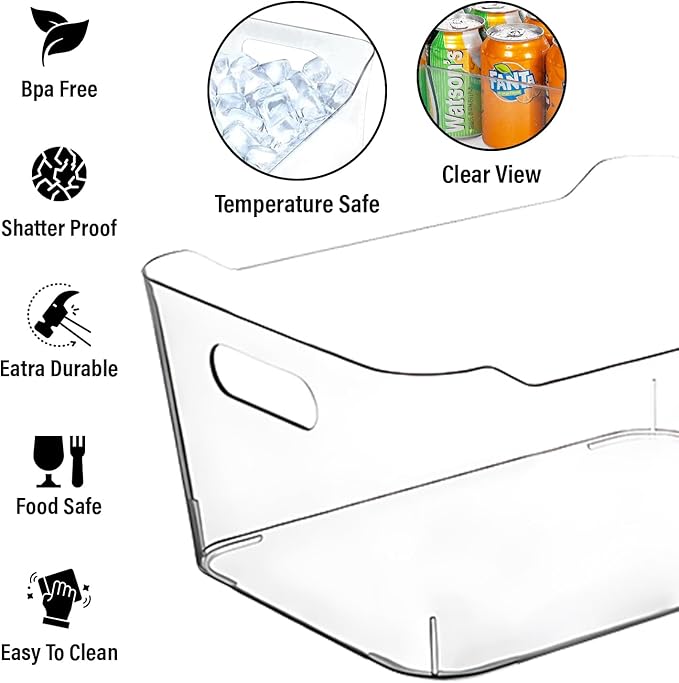 Clear Storage Bins, Pantry Organizers and Storage Containers Fridge Organizer Bins Kitchen Organization Cabinet Organizer Bin for organizing Cleaning Supplies Home Kitchen Refrigerator Containers - Image 5