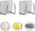 Luckyiren 2-Pack Stainless Steel Sponge Holder for Kitchen Sink - Rustproof Brushed SUS304 Sponge Caddy Organizer, Wall/Surface Mount, Drainage Design, Clutter-Free Storage by Luckyiren