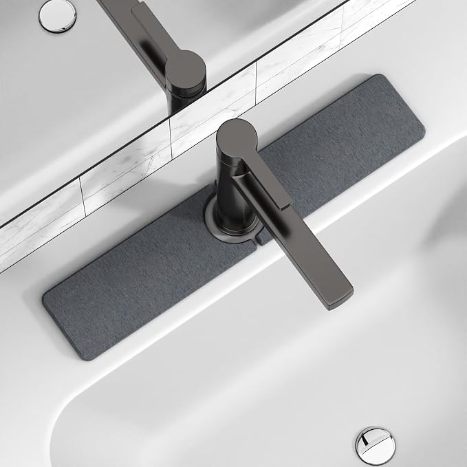 Premium Stone Faucet Mat for Kitchen Sink, 20" x 4" Dark Gray | Quick Drying & Water Absorbent, Sink Splash Guard Tray for Prevents Moisture Buildup by Unknown