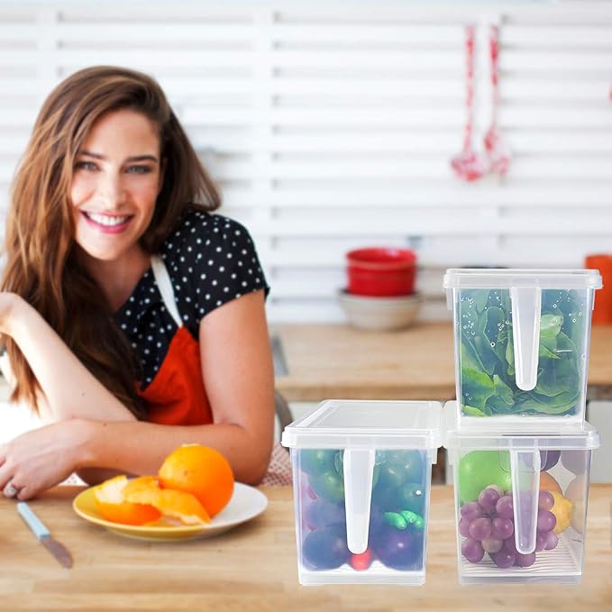 SILIVO Lettuce Keeper for Fridge(3 Pack)- 4.5L Vegetable Storage Containers for Refrigerator with Drain Tray Keep Fresh for Veggies and Salad - Image 7