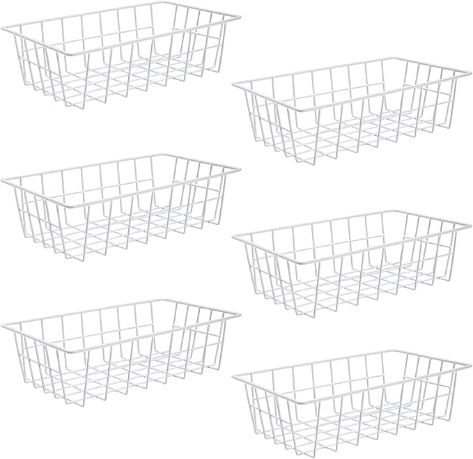 Orgneas Freezer Organizer Bins for Upright Freezer Metal Wire Baskets | Chest Freezer Storage Refrigerator Kitchen Pantry Organization for Fruits Vegetables Soda Cans Toys and Snacks, Set of 6 by Orgneas