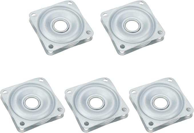 2 Inch Lazy Susan Hardware, 5Pcs Square Lazy Susan Turntable Bearings, Heavy Duty Lazy Susan Bearing Steel Swivel Plate for Kitchen Table Makeup Holder, Silver by SSYDIEN