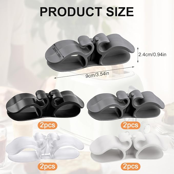 Cord Organizer Kitchen Appliance Cord Holder Adhesive Cable Wrap - Strong Sticky Cord Wrapper for Appliances, Fits Flat & Curved Surfaces, 8 Pack for Coffee Maker Air Fryer Mixer - Image 2