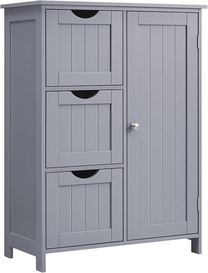 VASAGLE Floor Storage Cabinet, Freestanding Storage Unit with 3 Drawers, 1 Adjustable Shelf, for Bathroom Living Room Dining Kitchen, 11.8 x 23.6 x 31.5 Inches, Dove Gray UBBC049G02 by Unknown