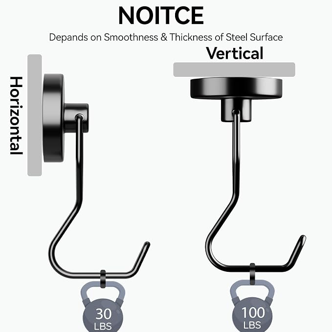 100lbs Magnetic Hooks, Heavy Duty Neodymium Magnet Hooks, Magnets for Cruise Cabins, Refrigerator, Grill, Garage, Kitchen, Hanging, Fridge, Outdoor, Key Holder, BBQ, Utensil Hangers, Oven - Image 3