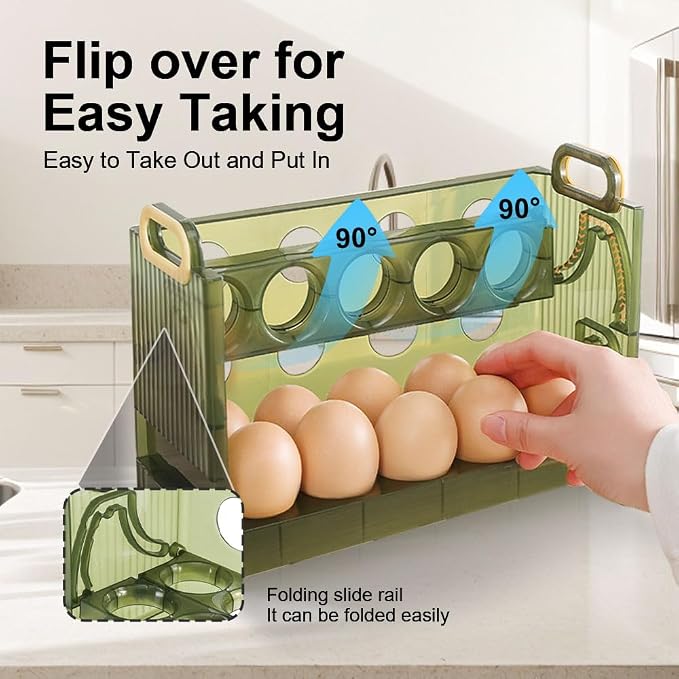 Koja 20-Egg Flip-Up Fridge Organizer - 2-Layer BPA-Free Storage Container - Image 3
