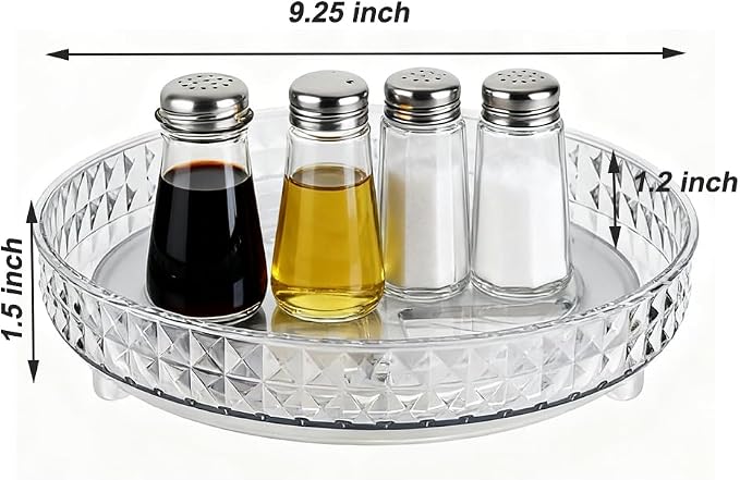 Lazy Susan Turntable Organizer, Rotating Makeup Organizer for Vanity, Desktop Cosmetics Display Cabinet Perfume Organizer for Kitchen, Bathroom, Dorm, Bedroom (Diamond Clear, 9.25inch 1 Tier) - Image 2