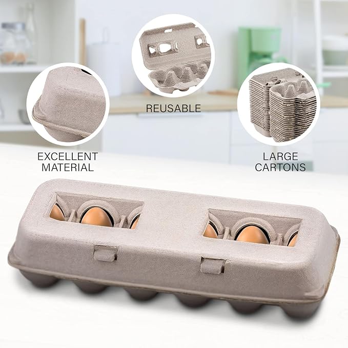 MT Products Blank Natural Pulp Egg Cartons Bulk - Made in USA - Holds Up to Twelve Eggs - Cardboard Material Perfect For Storing Extra Eggs (Pack of 5) - Image 3