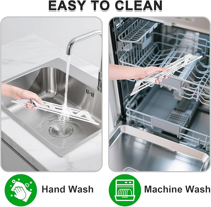 HANZENMA Triangular Sink Rack, Multi-Functional Rack Above the countertop, Foldable Sink Drying mat, Heat-Resistant, Non-Slip, and Rust-Proof Dish Rack (White) - Image 6