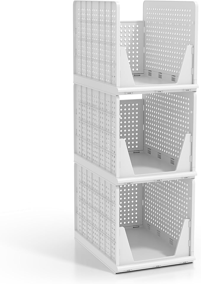 Sorbus Stackable Shelf Organizer Baskets – Plastic Closet Organizer for Clothes, Pantry, Bathroom, Kitchen & Garage – Open Front Storage Bins for Cabinets, Countertops & Under Shelf Organization - Image 8