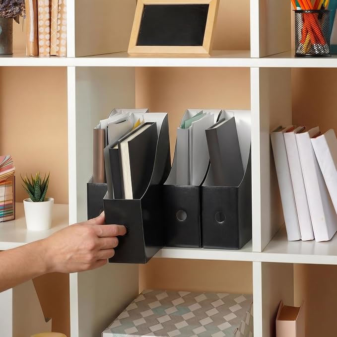 Simple Houseware 18-Pack Magazine File Holder Box, Foldable Cardboard Organizer, Black - Image 7