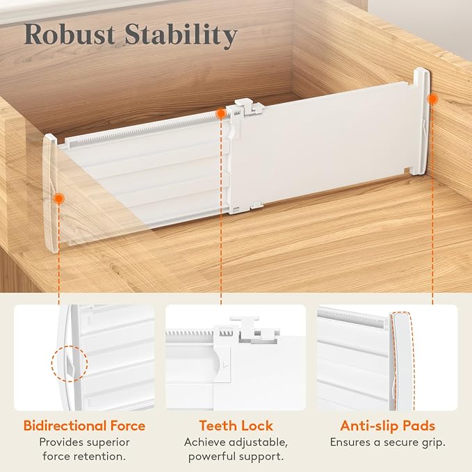 Lifewit 5" Tall Drawer Dividers, Adjustable Deep Drawer Organizer Clothes | 11.5"-18.5" Expandable Plastic Separators for Dresser, Kitchen, Cabinet, Nursery, Office, Socks & Underwear Storage, 4 Pack - Image 4