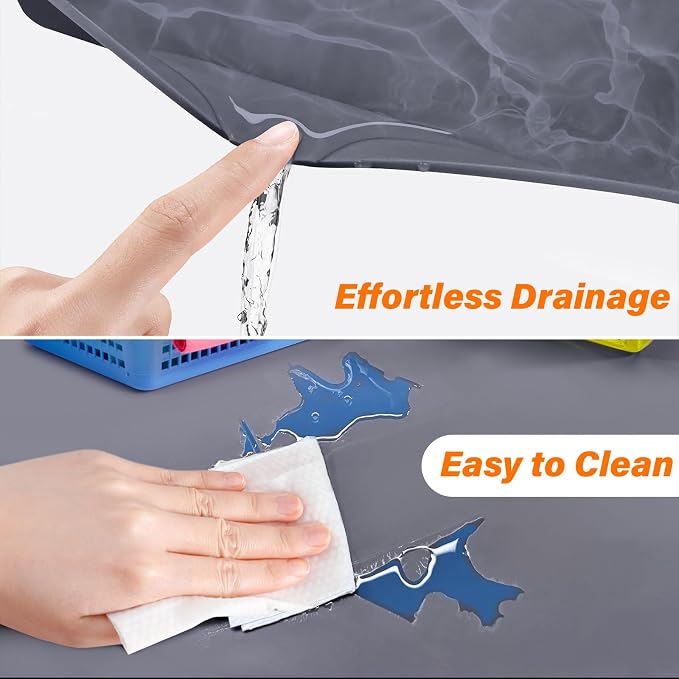 FLATO Waterproof Under Sink Mat, 40" x 19", Black | Shelf Liner for Kitchen and Bathroom, Cabinet Protector, Organizers and Storage, Flexible Silicone Drip Tray - Image 3