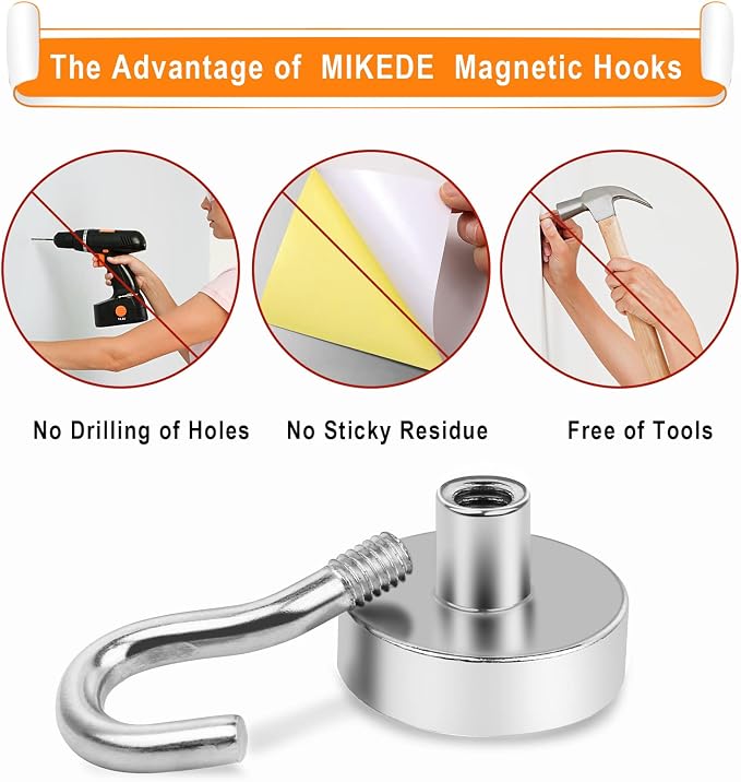 Magnetic Hooks 15P for Outdoor Hanging 30LBS Strong Magnetic | Cruise Refrigerator Hooks for Hanging, Kitchen, Garage, Classroom, Beach Vacation Kitchen Grills - Image 5