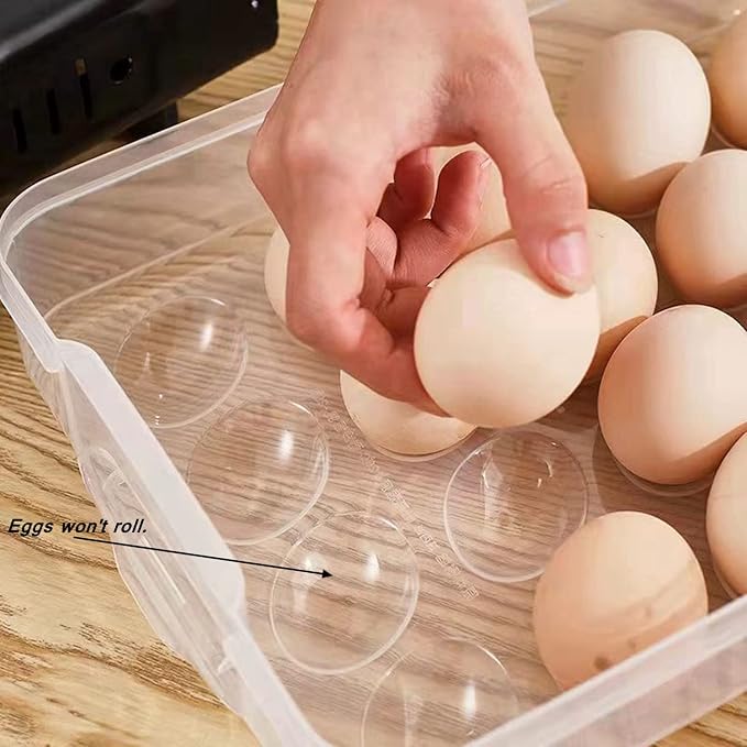 Egg Storage Container for Refrigerator, 3-Layer Deviled Egg Tray, Stackable Fridge Egg Organizer with Lid and Handle, Extra Large Holder, 60 Count Eggs Keeper(blue 3 layer) | 3-Layer, 60 eggs, Stackable Storage Holder with Handle for Refrigerator for C... - Image 4