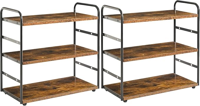 IBUYKE Kitchen Countertop Standing Storage Shelf,Set of 2,Brown TWJ001H-2 | 3-Tier Bathroom Counter Organizer Tray Countertop Storage Shelf Counter Standing Rack Cosmetic Holder by IBUYKE