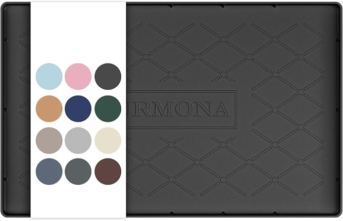 URMONA 19" x 12" Waterproof Silicone Mat in Multiple Sizes & Colors, Under Sink Mat for Kitchen & Bathroom, Pet Food Pad for Dogs & Cats, Kitchen Cabinet Liner, Multi-Purpose for Storage(Black) by URMONA