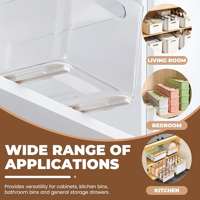 LELE LIFE Adhesive Pull Out Cabinet Drawer Sliders, Drawer Bin Organizer Sliding Rails Guides, No Drill DIY Basket Slides Bottom Mount for Shelf (8 Pack) - Image 5