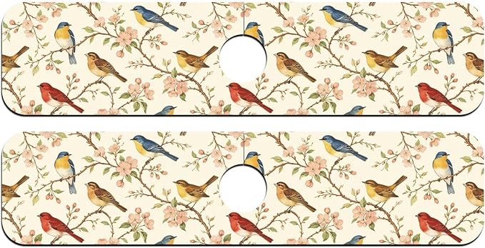 2 Pcs Kitchen Sink Splash Guard Faucet Mat Vintage Watercolor Bird Pattern Faucet Mat for Sinks Flower Absorbing Drying Mats for Kitchen Bathroom - Image 8