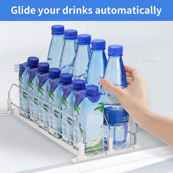 Upgraded Drink Organizer for Fridge，Soda Can Dispenser for Refrigerator，Automatic Self-Pushing Drink Pusher，Space-Saving Fridge Storage，Holds up to 10-15 Cans, 2 Row - Image 3