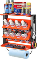 Spray Can Holder, Wall Mount Paint Bottle Organizer 8 Holes & 2 Shelves | Heavy Duty Lube Can Organizer with Paper Towel Holder for Garage & Home by Wallmaster