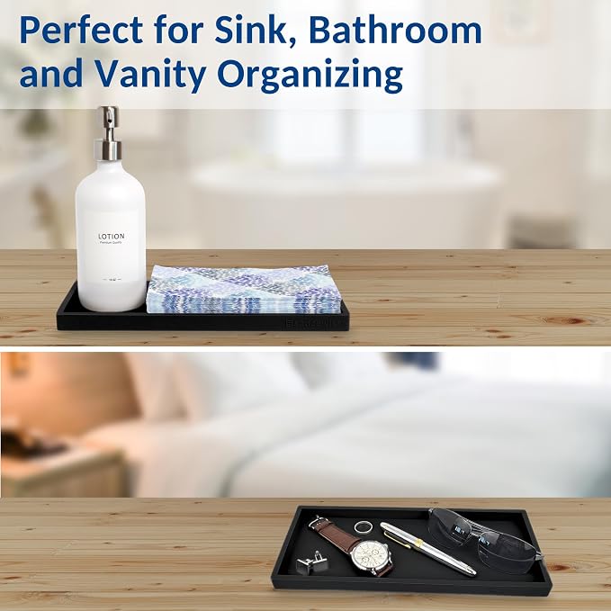 Silicone Countertop & Vanity Bathroom Tray – 2 PC 11.7" | Bathroom Tray Set, Bathroom Tray Countertop, Bathroom Counter Tray, Dish Soap Kitchen Tray & Bathroom Organizer Countertop - Image 6