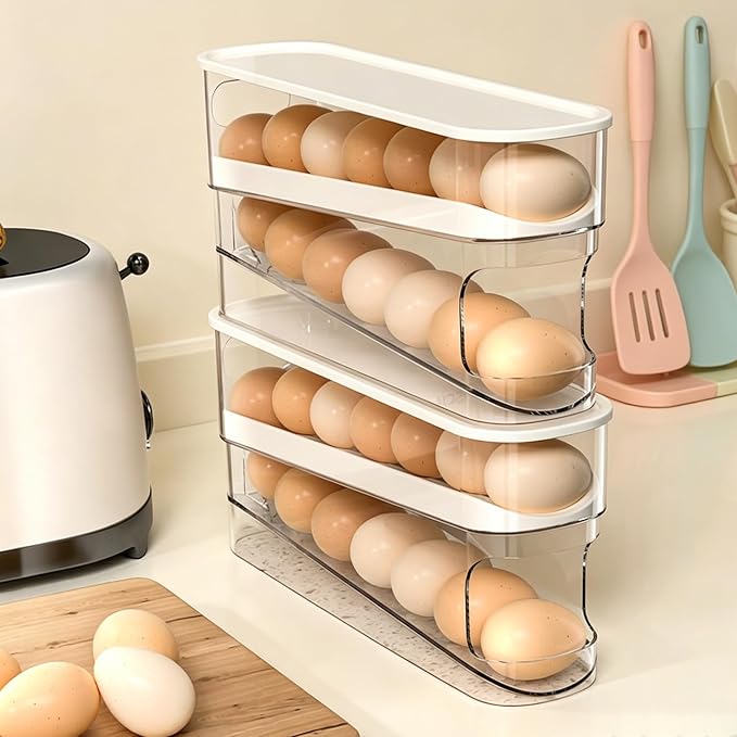 WACOI Auto Rolling Fridge Egg Organizer, Space Saving Eggs Dispenser for Refrigerator Storager, Home Egg Holder, 1 pack - Image 5