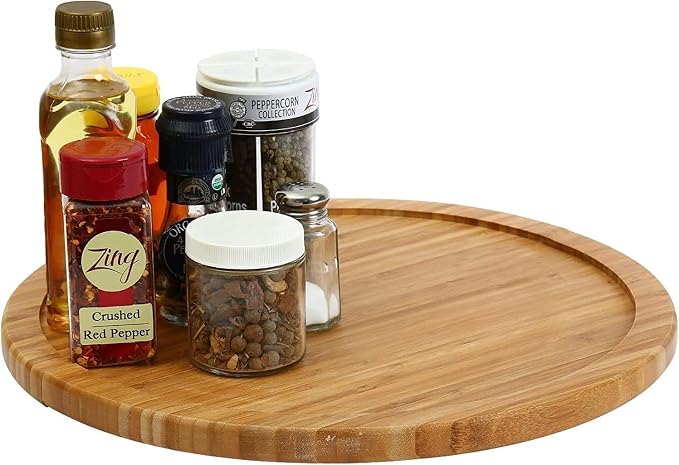 YBM HOME Bamboo Lazy Susan Single Turntable (20", 6) - Image 4