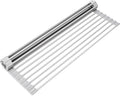 20.5 x 13.1 Inch Roll-Up Dish Drying Rack, Fits Across Sink Openings up to 19.5 Inches, Heavy-Duty Premium Silicone, Strong Support, Non-Slip, Heat-Resistant, Warm Gray by Surpahs