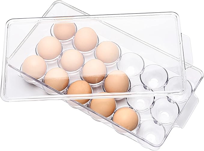 18 Eggs Holder for Refrigerator, Clear Egg Container for Fridge, Kitchen - Image 2