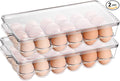 Sooyee 2 Pack Egg Holder for Refrigerator, Plastic Egg Storage Container, Fridge Egg Organizer, Clear Refrigerator Organizer Bins with Lids, Stackable Tray Holds 18 Eggs by Sooyee