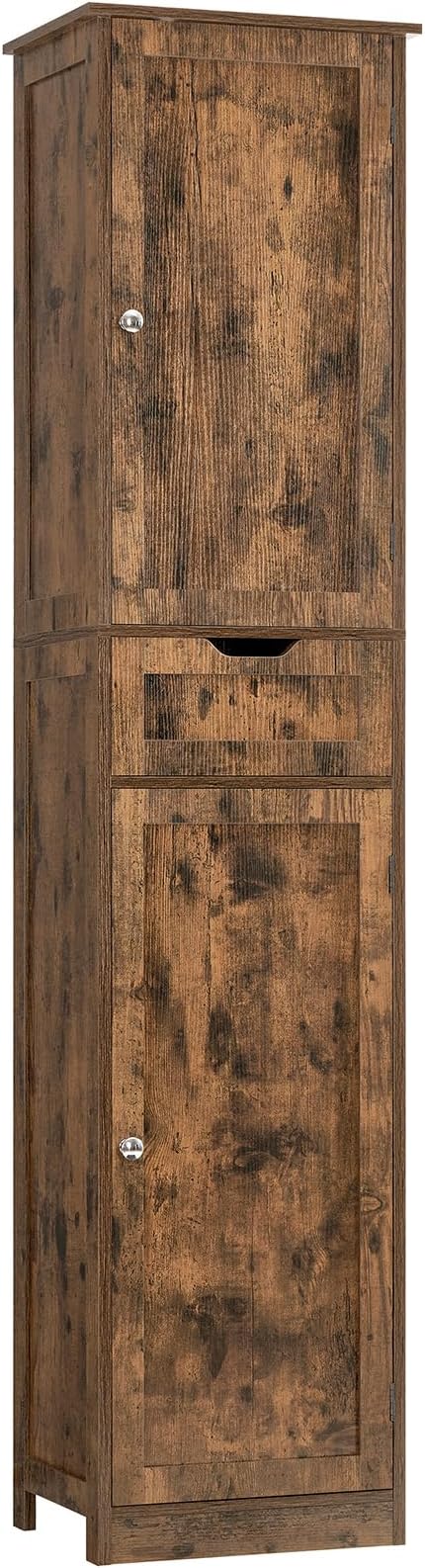 Iwell 67" Tall Storage Cabinet, Bathroom Cabinet with Drawer & Adjustable Shelves, Narrow Storage Cabinet, Floor Cabinet for Living Room, Home Office, Rustic Brown by IWELL