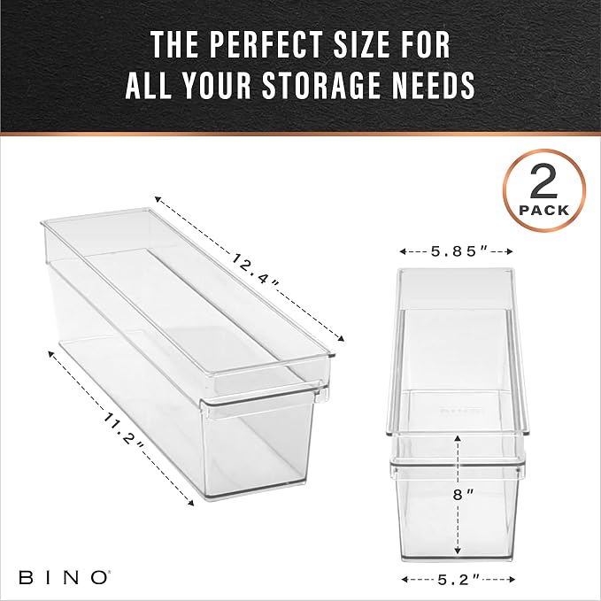 BINO | Plastic Storage Bins, Small | THE HANDLER COLLECTION | Multipurpose Organizer Bins | Kitchen Pantry Organizers and Storage | Clear Containers for Organizing Home | Freezer Organizer - Image 3