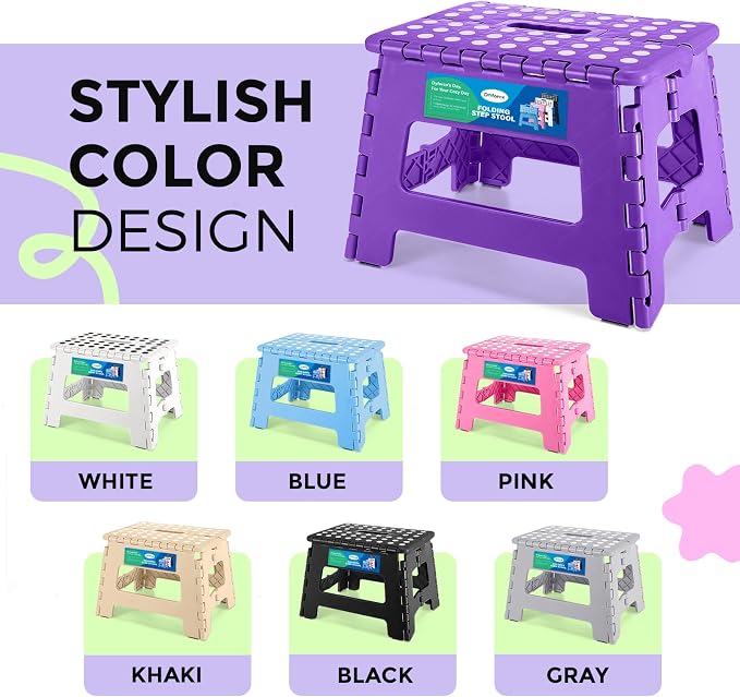 Dyforce Kids Step Stool 9 Inch, 300lbs Folding Step Stool for Toddler | Step stool Purple,Anti-slip Heavy Duty with Handle, Lightweight Foldable Foot Stool for Bathroom Kitchen Bedroom Outdoor - Image 9