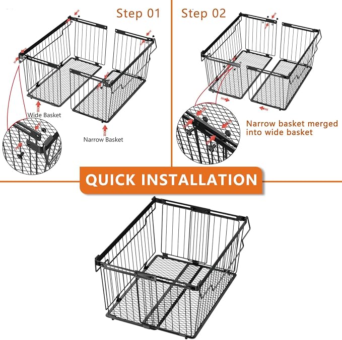 Large Freezer Organizer Bins for 5 to 9 Cu.Ft,Leak-Proof Bottom，5Pack | ANJUBANFreezer Organizer Bins, Stackable,expandable,foldable,With handle Wire Storage Container Baskets for Sort Frozen Meats - Image 7