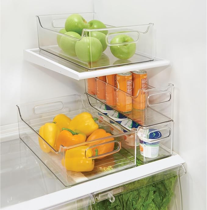 InterDesign iDesign Stackable Plastic Pantry Bin with Handles for Cabinets or Fridge, Clear, Made in USA (Pack of 4) - Image 7