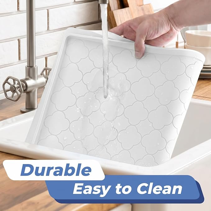 Jin&Bao Under Sink Mat 34" x 22" Waterproof Silicone Cabinet Kitchen Liner | Silicone kitchen cabinet protector, bathroom shelf liner, raised edge traps leaks, anti-slip, easy to clean & dishwasher safe - Image 4