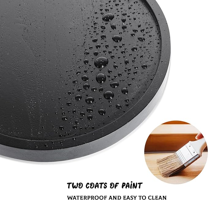 Wood Lazy Susan Organizer Kitchen Turntable for Cabinet Farmhouse Bathroom Decor Round Decorative Tray for Vanity, Counter, Sink, Coffee Table, 10 Inch, Black | waterpoof, East clean, Non-slip, Pantry Table Decorative Tray for condiment, spice - Image 5