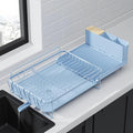 Kitsure Extendable Dish Drying Rack, 19.2"-26.7" L x 12.9" W, Blue | Large Dish Rack, Multifunctional Dish Rack for Kitchen Counter, Anti-Rust Dish Drainers with Cutlery & Cup Holders by Kitsure