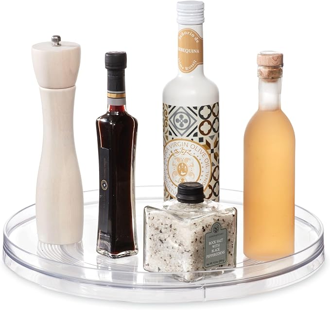iDesign 14.5-Inch Lazy Susan Organizer, Clear | Large Turntable, For Cabinet or Pantry by iDesign