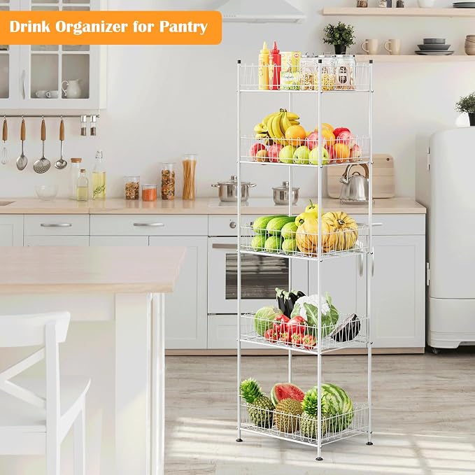 Water Bottle Organizer 5 Tier Water Bottle Storage Rack Beverage Organizer for Pantry, Metal Bottled Water Drink Holder, Large Capacity Soda Can Organizer for Kitchen Party - Image 5